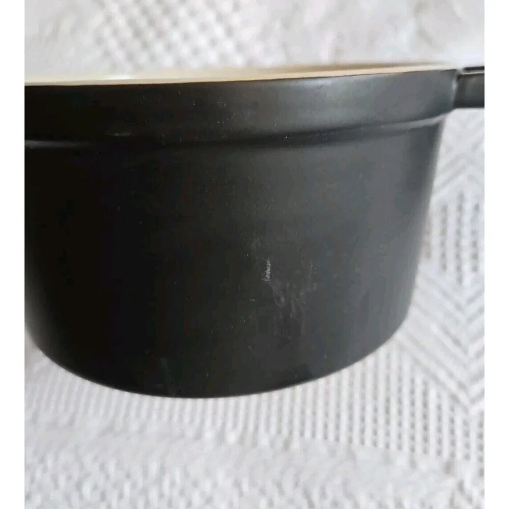French Chasseur Matte Black and Ivory Ceramic Casserole Dish